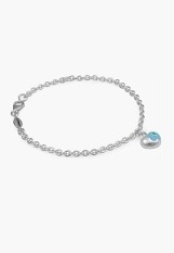 very nice tiny silver enamel flower heart March birthstone bracelet for babies